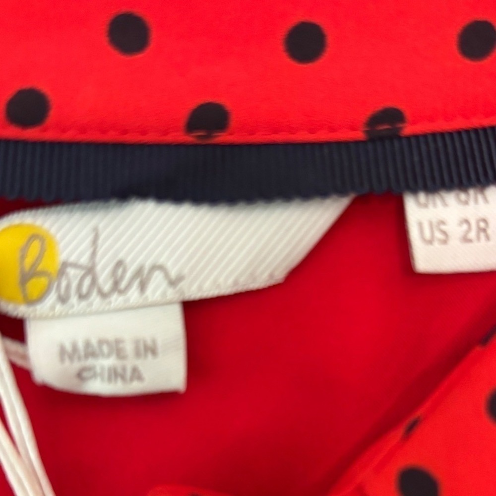 Boden Red Polka Dot Pleated Shirt Dress Long Sleeve Midi US 2R NEW Parisian Chic - Picture 5 of 10